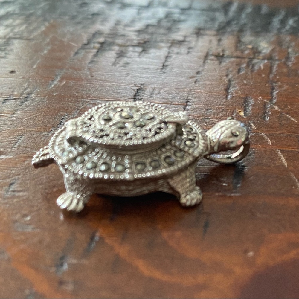 Vintage Cache Tortoise Turtle Watch Necklace Pend… - image 8